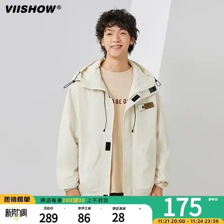 VIISHOW潮牌宽松冲锋夹克百搭休闲外套男秋季新款拼色连帽夹克男商品大图