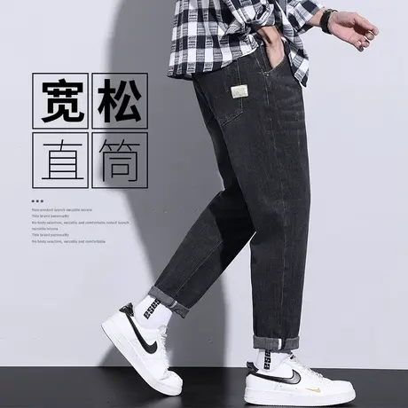 日系港风男士休闲牛仔裤夏季薄款宽松潮牌男裤子夏款新塘高端水洗商品大图