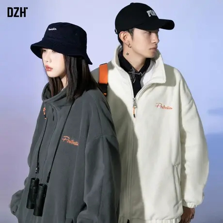 男士情侣摇粒绒外套男秋冬款潮牌男装新款慵懒风衣服上衣宽松夹克商品大图