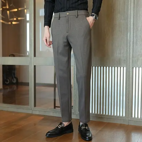 西裤男士加厚秋冬季2022新款商务休闲小西裤时尚潮流痞帅长裤子图片