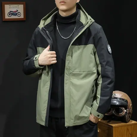 三合一羽绒服男冬季2023新款潮牌鸭绒连帽工装夹克外套男士冲锋衣商品大图