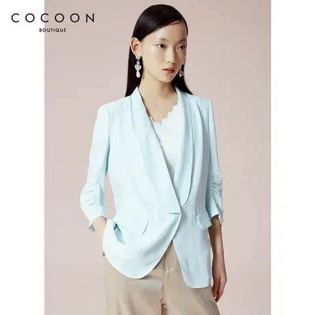 COCOON商场同款通勤H版上衣2023夏装新款女装气质翻领西装外套女商品大图