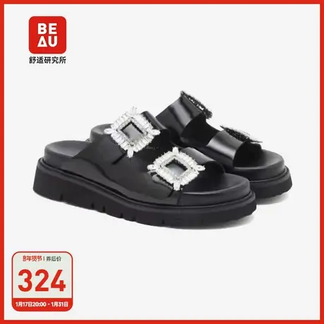 BEAU勃肯拖鞋女厚底海边凉鞋2024新款女凉鞋外穿软底休闲时装凉鞋商品大图