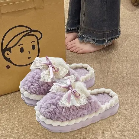 踩屎感厚底棉拖鞋女冬季可外穿包头拖鞋防滑保暖加绒室内居家棉鞋商品大图
