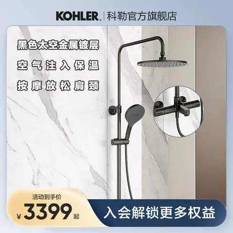 科勒卫浴齐悦淋浴花洒套装家用喷头亲氧新品黑色23126T-B9-2BL图片