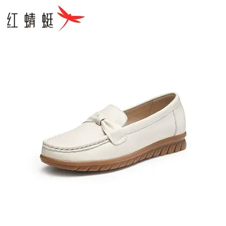 红蜻蜓妈妈鞋2023秋季新款女鞋中老年一脚蹬乐福鞋舒适女士豆豆鞋商品大图