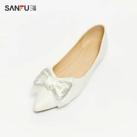 三福淑女鞋夏季法式田园风尖头气质蝴蝶结软底时尚女鞋829107商品大图