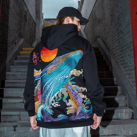 重磅刺绣潮牌高级感加厚加绒卫衣男秋冬连帽国潮宽松大码长袖外套商品大图