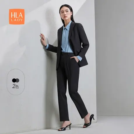 HLA/海澜之家戗驳领西服套装24春夏新款商务有型纯色弹力套装女装商品大图
