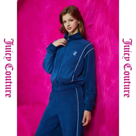 Juicy Couture橘滋秋女女装年新款蔚蓝星辰撞色嵌条毛巾女外套商品大图