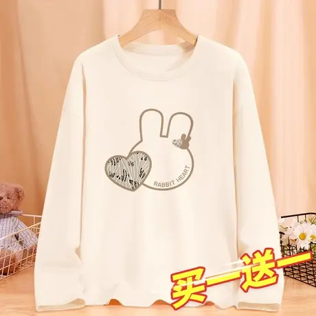 长袖t恤女春秋款宽松纯棉女款上衣2023年新款学生漂亮百搭打底衫商品大图