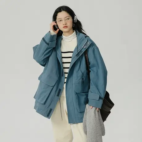 omont蛋挞家 工装棉服女潮中长款宽松加厚冬季短款棉袄棉衣外套冬图片