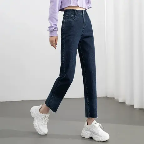 高腰窄版直筒牛仔裤女2023年新款春季裤子春秋女裤休闲九分烟管裤商品大图