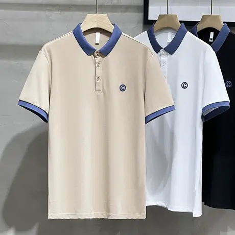 简约刺绣polo衫男士短袖韩版修身百搭学生有领t恤男夏季潮牌时尚商品大图