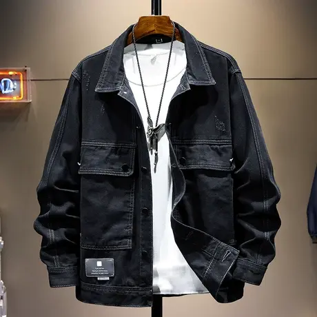 秋冬款加厚牛仔外套男潮大码秋季胖子男装男士潮流宽松夹克男潮牌图片