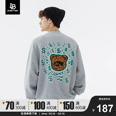 Lilbetter印花卫衣男运动上衣秋季外套圆领潮牌衣服痞帅打底衫LB商品大图