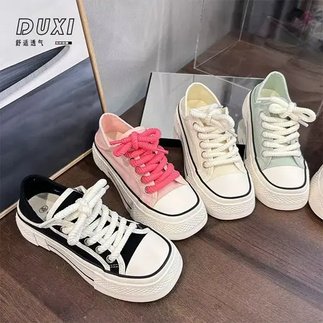 2023新款两穿可踩脚方头休闲百搭夏季系带板鞋女商品大图