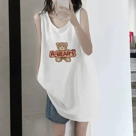 纯棉吊带运动坎肩背心无袖t恤女夏季设计感小众外穿宽松挂脖上衣商品大图
