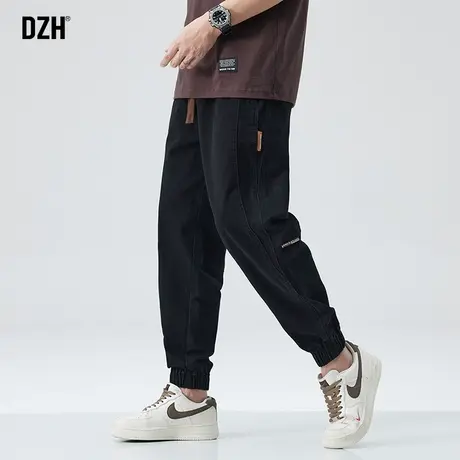 男士黑色休闲裤子男款2024新款哈伦裤束脚裤纯棉工装裤春季运动裤图片