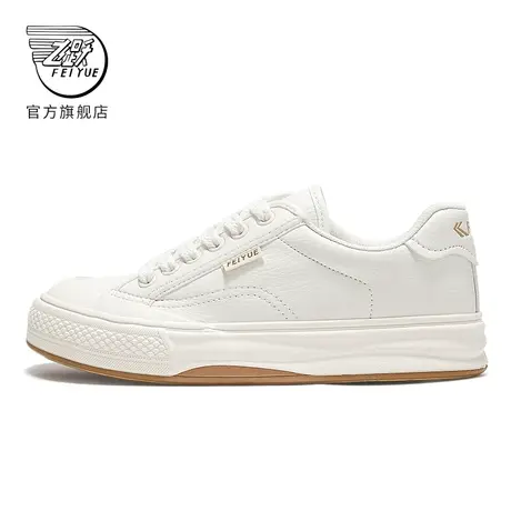 feiyue/飞跃官方小白鞋女2024新款春季皮面板鞋学生软底休闲鞋002商品大图