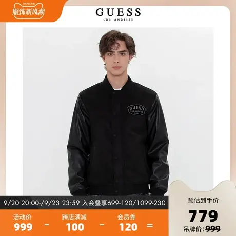 GUESS23新秋男士平绒亚光拼接新潮棒球领夹克外套-M3YL12WFHO0商品大图