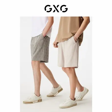 预售GXG男装 五分裤短裤老花满印竖条肌理时尚休闲夏季新品商品大图