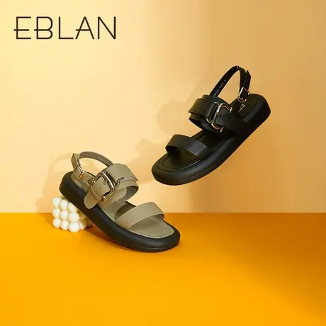 伊伴女鞋春夏简约百搭魔术贴厚底平跟女鞋外穿休闲沙滩鞋时装凉鞋商品大图