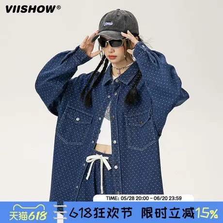 VIISHOW复古满印提花长袖衬衫外套男生春秋季新款潮宽松休闲衬衣图片