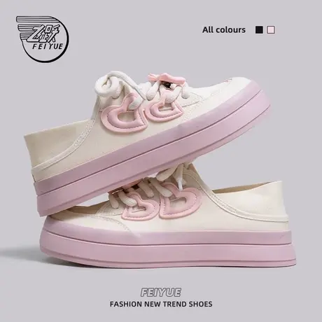 feiyue/飞跃女鞋帆布鞋女2025春季新款透气一脚蹬休闲舒适大头鞋商品大图