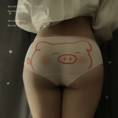 猪猪内裤小仙女可爱卡通女士纯棉纯欲搞怪少女生三角裤衩美式性感图片