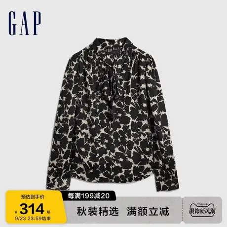 Gap女装秋季2023新款 法式复古宽松系带长袖衬衫742653泡泡袖上衣图片