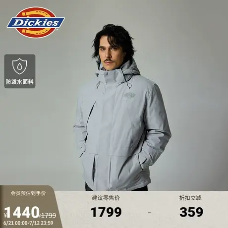 Dickies秋冬纯色防泼水户外风格多口袋宽松连帽羽绒服男女情侣商品大图