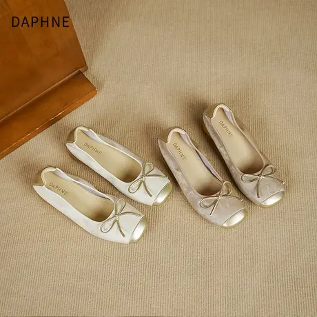 Daphne/达芙妮2025新款蝴蝶结一脚蹬懒人浅口单鞋平底舒适休闲鞋图片