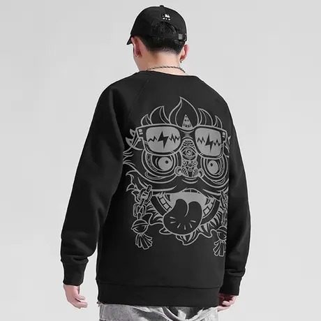 国潮醒狮卫衣男春秋新款休闲薄款中国风情侣新年网红上衣潮牌衣服商品大图