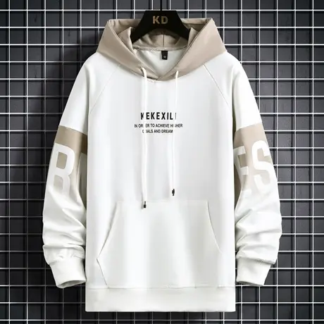 连帽卫衣男士春秋款渐变色拼接运动外套男休闲宽松青少年百搭上衣商品大图