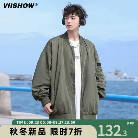 VIISHOW棒球服男牌飞行员夹克潮流复古宽松休闲春秋工装外套男士图片