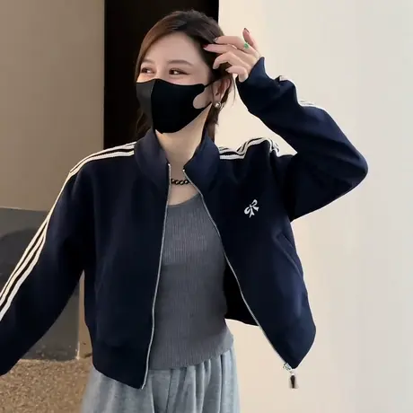 休闲棒球服外套女短款韩版春秋季新款宽松小个子夹克时尚运动上衣商品大图