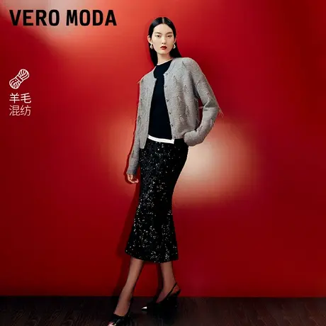 【来了就好】Vero Moda针织衫25春钉珠亮钻装饰羽毛流苏325113066商品大图
