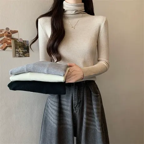 堆堆高领长袖针织衫女秋季韩版修身毛衣内搭洋气打底衫上衣潮ins图片