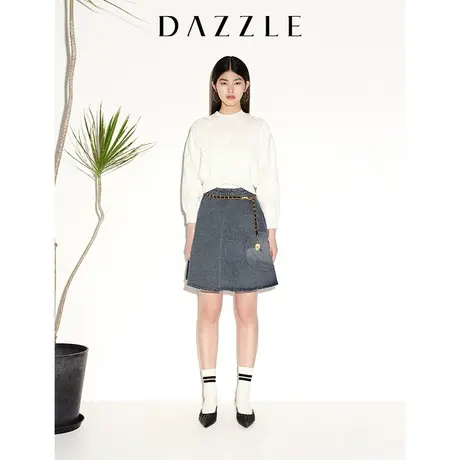 【七七酱专享】DAZZLE迪士尼米奇系列 地素奥莱春季白色提花针织图片