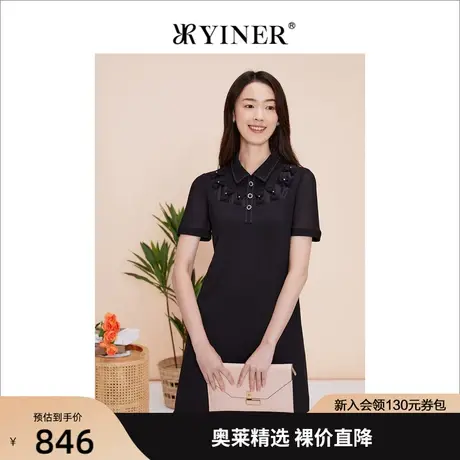 YINER音儿女装2023春季新款蝴蝶结装饰H型连衣裙图片