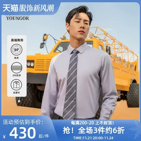 雅戈尔奥莱 男装200支纱DP装衬秋季新款商务免烫长袖衬衫图片