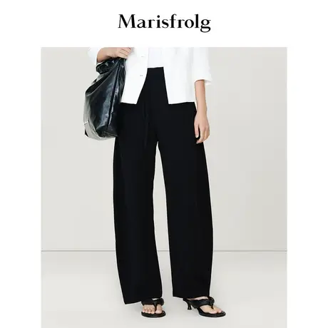 【蛋形裤系列】玛丝菲尔夏季新款醋酸抗皱阔腿休闲裤香蕉裤商品大图