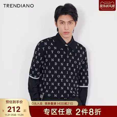 TRENDIANO潮牌官方秋冬男装时尚潮流个性针织衫满幅字母毛衣男士商品大图