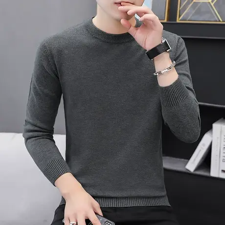 圆领毛衣男春秋款纯色潮流内搭打底衫秋冬季毛线衣毛衫针织衫男生商品大图
