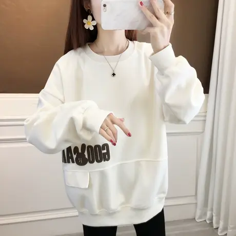 早秋季圆领卫衣女2023新款爆款宽松设计感外套春秋款减龄洋气上衣商品大图