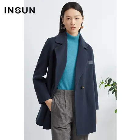 INSUN恩裳冬季羊毛羊绒混纺毛呢外套图片