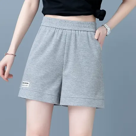 华夫格雪尼尔短裤女时尚宽松2024年夏季新款A字阔腿运动跑步热裤商品大图