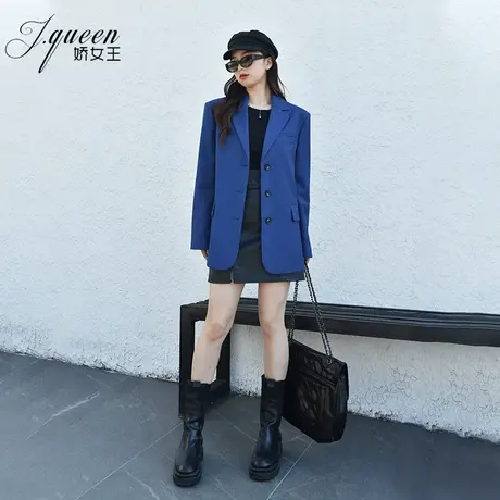 克莱因蓝西装外套女2024春季新款气质时尚宽松休闲高级感小西服潮商品大图