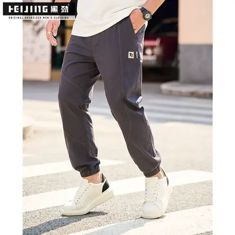 黑劲大码男装长裤夏季加肥加大标签潮流胖哥休闲运动户外束脚男裤商品大图